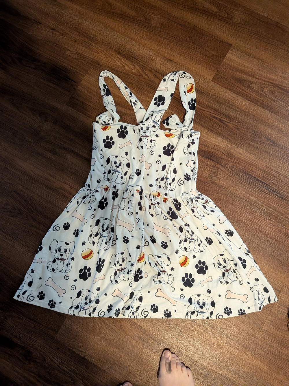 LKB Vintage Dalmatian Puppy Print Pinafore Suspender Dress - Picture 3 of 5